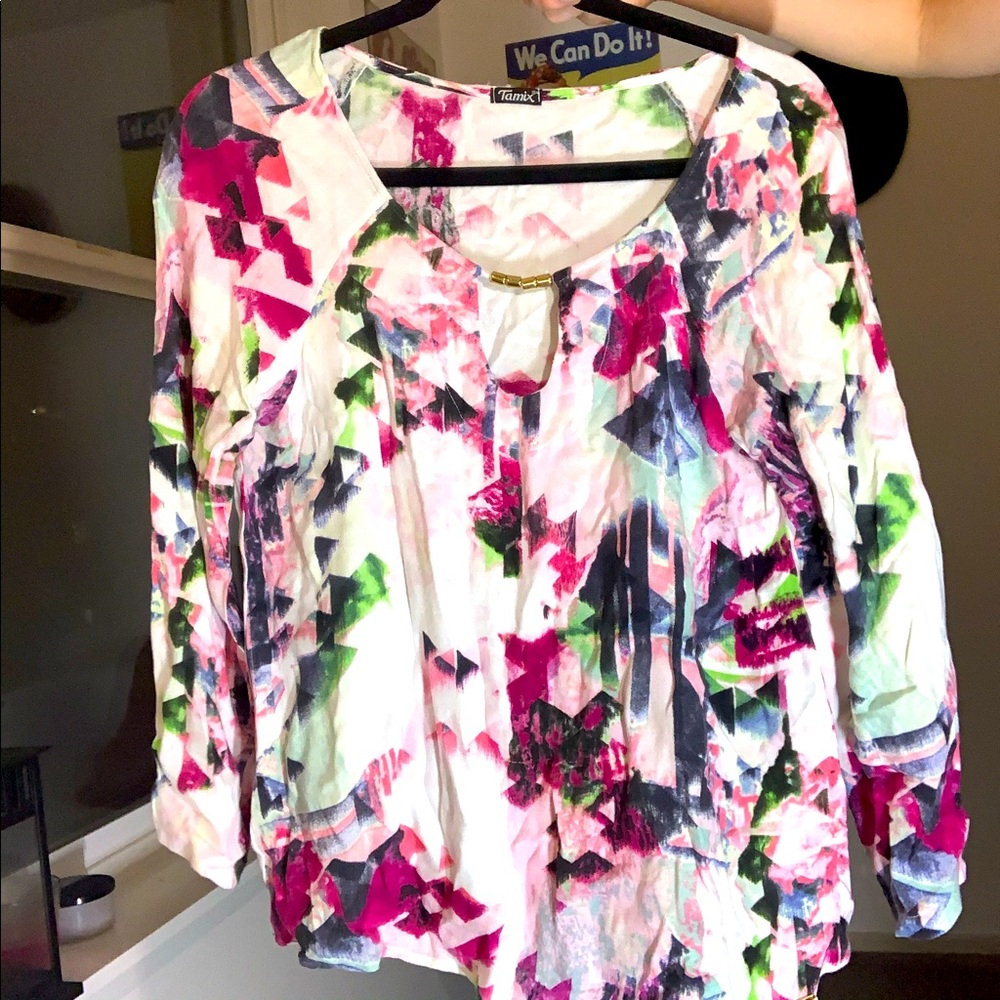 Multiple colors print blouse